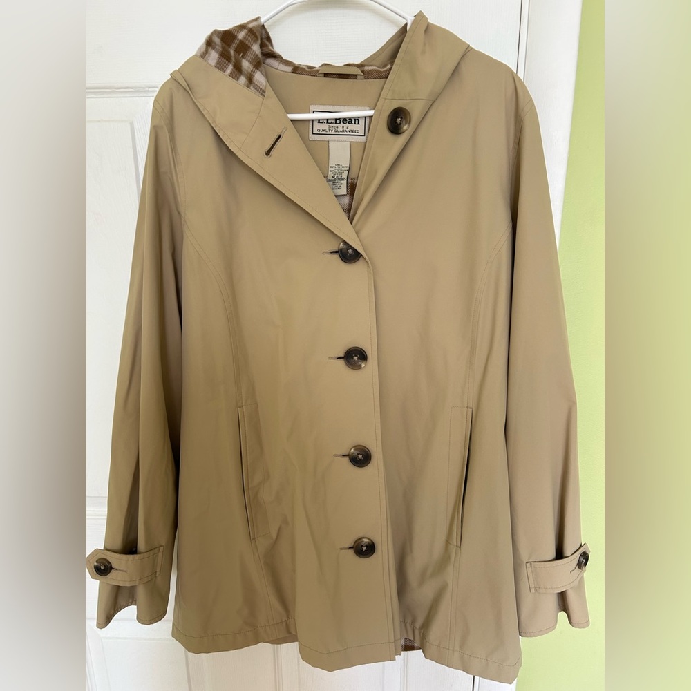 Tan Women's Raincoat with hood